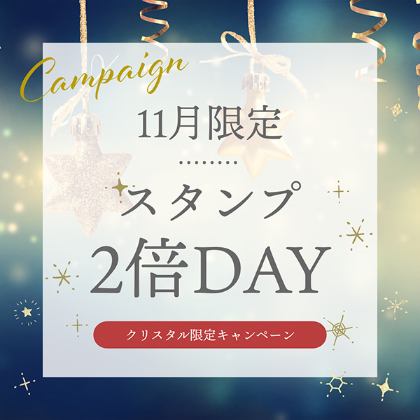 【期間限定】11月限定スタンプ2倍DAY!【クリスタルお客様特典】