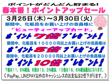 最大26%相当還元!春のポイントアップセール