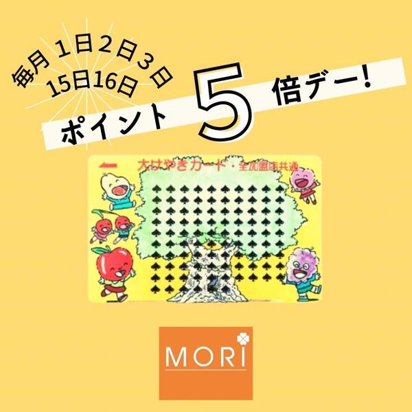 【ポイント5倍デー】毎月1日2日3日・15日16日