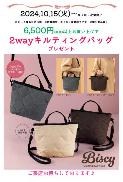 🎁10/15(火)〜2wayキルティングバッグ プレゼントセール🎁