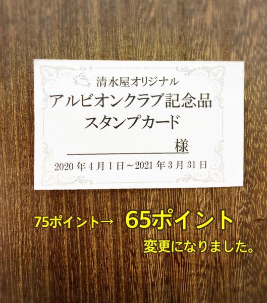 アルビオンクラブ記念品のポイント変更のお知らせ